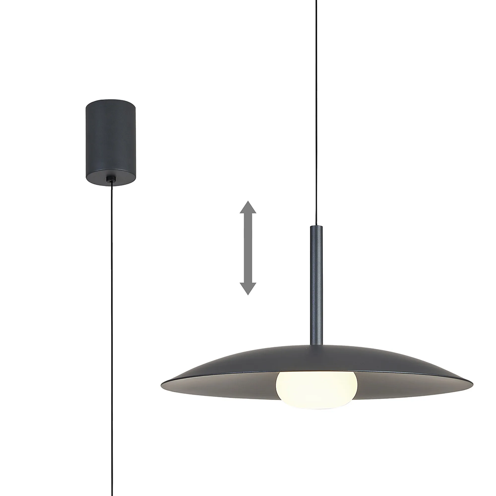 M8977  Lidia 40cm Rise And Fall Pendant 12W LED 3000K Grey